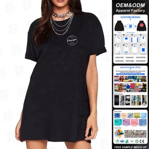 OEM Top Venta Algodón Softy Alta Calidad Longitud media de lujo Mujeres <span class=keywords><strong>Camiseta</strong></span> Vestido de las mujeres Scoop Bottom Tallas grandes <span class=keywords><strong>Camiseta</strong></span> para damas - Product Image 1