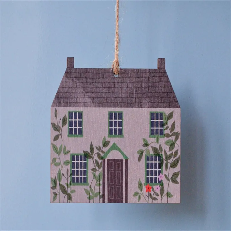 新しいデザイン卸売クリスマスツリー吊り飾りギフト木製の家の装飾