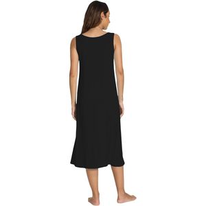 Camisón sin mangas personalizado para mujer, suave vestido largo de bambú y viscosa con bolsillos, ropa de dormir tipo camiseta. - Product Image 1