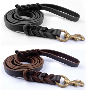 Correa para Perro de Cuero Trenzado Marrón y Negro con Cierre Metálico para Pasear Perros Pastores Alemanes - Product Image 2