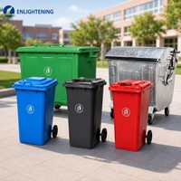 Poubelle à roulettes d'extérieur avec couvercle rabattable, bac à déchets rectangulaire pour usage commercial, jardin et rue