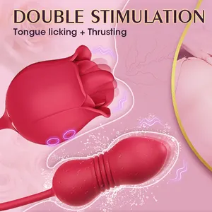 Vibratore a Forma di Rosa per Adulti, Stimolatore del Punto G, Capezzoli e Clitoride con Funzione di Leccata e Spinta per Coppie - Product Image 3