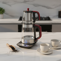 Bouilloire à thé entièrement automatique en verre borosilicate avec protection contre l'ébullition à sec, grande capacité de 1,7 L, température constante