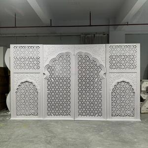 FSDKX Fondo de lujo Fondo de escenario de boda 3D PVC Blanco Hollow Out Arco Telón de fondo - Product Image 1