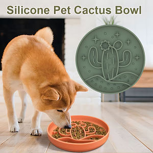 Cuenco redondo de silicona para comida lenta de <span class=keywords><strong>Cactus</strong></span> de nuevo diseño, cuenco de comida para perros, dieta saludable, comida lenta con ventosa, cuenco de alimentación antideslizante - Product Image 3