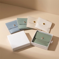 Pochette à bijoux en cuir PU avec logo personnalisé, bouton pression, microfibre, petit sac cadeau, emballage sur mesure pour bagues, vente en gros