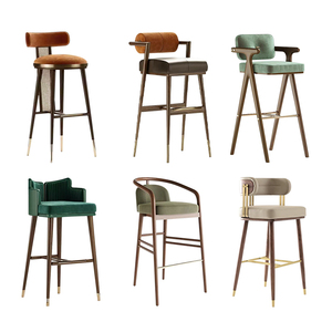 Sgabello da Bar moderno in metallo con schienale e sedile in pelle durevole e costante per uso commerciale di casa Bar ristorante all'ingrosso - Product Image 2