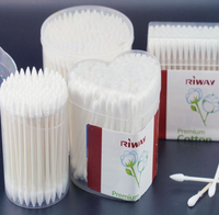 Großhandel OEM 100% Reine Baumwoll-Wattestäbchen mit Bambusstab Biologisch Abbaubare Umweltfreundliche Wattestäbchen für Babypflege Make-up Ohrenreinigung