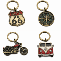 Llavero de Metal al por Mayor, Estilo Vintage, Bronce Antiguo, Brújula, para Motocicleta, Camper, Van, con Logotipo Personalizado, Colgante para Bolsa