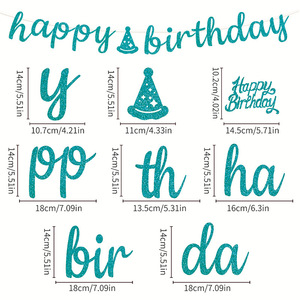Happy Birthday <b>Glitter</b> Banner Paper Arch Decor Birthday Party Decoration Disposable - Product Image 5