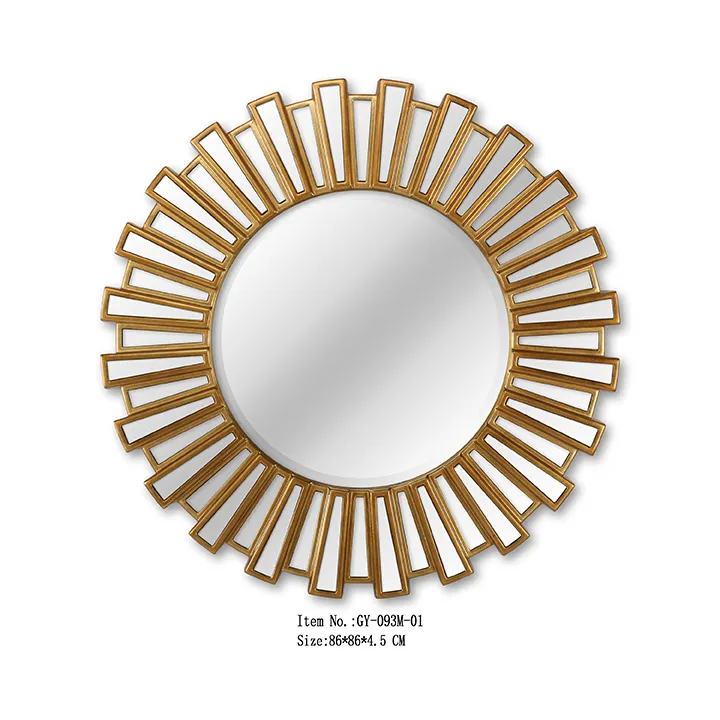 판매 골동품 골드 라운드 햇살 거울 유럽 스타일 벽 장식 거울