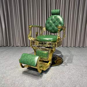 Sillón de Barbería Profesional Retro de Estilo Antiguo en Dorado, Muebles Duraderos para Salón de Peluquería en Blanco, Negro, Verde y Gris, Lujoso - Product Image 5