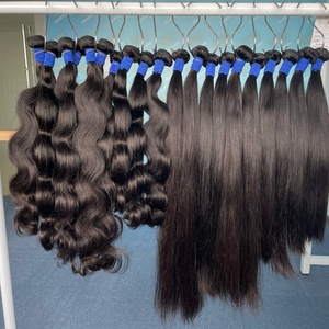 100% Chưa Qua Chế Biến Nguyên Liệu Phần Mở Rộng Tóc Người Nhà Tài Trợ Duy Nhất Đôi Sợi Ngang Ấn Độ & Việt Nam Miến Điện Bó Xoăn - Product Image 6