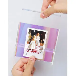 Akrilik blok çerçeve yanardöner tutucu Polaroid Fujifilm Instax Mini Film akrilik albüm fotoğraf çerçevesi ekran