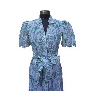 Vestido Midi Informal Moderno y Elegante de Algodón con Estampado Floral para Mujer, Ecológico, Transpirable, para Oficina, Disponible al por Mayor - Product Image 1