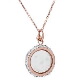Collar con Colgante de Moda, 20MM, Oro Rosa, Diamantes de Imitación, Cadena Redonda Hueca para Clavícula, Regalo para Mujer, Uso Diario - Product Image 1