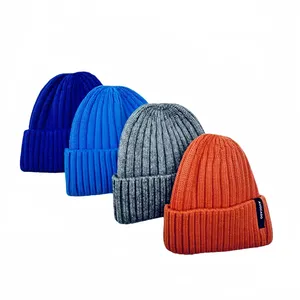 Thấp moq tất cả trên in không có Cuff gấp mùa đông Skull Cap biểu tượng tùy chỉnh Jacquard đan Beanie