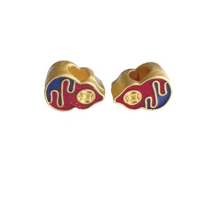 Chinese Style Gourd Spacer Beads Alloy Oil Drip <b>Red</b> Blue Auspicious Pattern For <b>Bracelet</b> Making Irregular Shape Large Hole - Product Image 4
