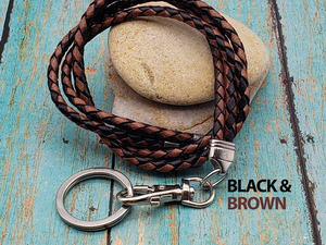 Lanière tressée en polyester tendance avec crochet et fermoir magnétique, porte-badge résistant à l'eau, porte-clés en acier - Product Image 2