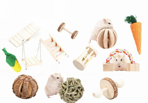 Giocattoli e accessori per animali domestici all'ingrosso del criceto, giocattoli da masticare del criceto delle scale di legno naturali messi per il pappagallo olandese del maiale del coniglio del criceto - Product Image 2