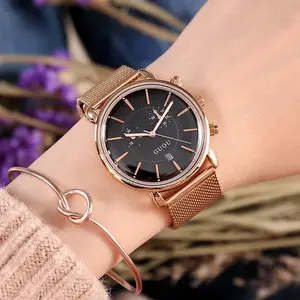 GUOU 8198 hot sale China female quartz watch costume Mesh band water resistant 2 dials vintage bracelet wrist watches company