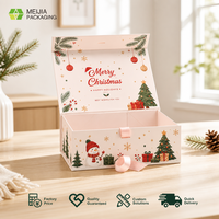 Boîte cadeau de Noël magnétique pliable personnalisée avec poignée pour l'emballage du calendrier de l'avent, cadeaux de fin d'année, vente en gros OEM ODM