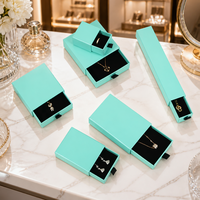 Boîte de présentation de pierres précieuses vert menthe en gros avec tiroir coulissant, boîte cadeau à bijoux avec insert en éponge pour cadeaux clients, logo personnalisé