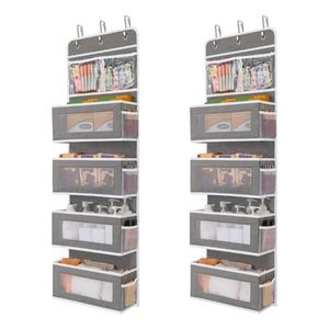 Durable Fabric Premium Over the Door 4 Pockets and Side Mesh Pocket Hanging Storage Organizer With Clear Window - Product Image 2