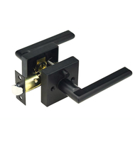 Manija de Puerta Contemporánea Cuadrada sin Llave, Acabado Negro Mate, para Exteriores, Izquierda/Derecha, Cerradura para Habitación, Distancia entre Ejes de 60 mm