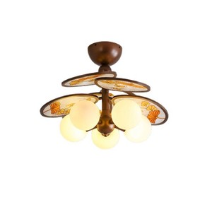Lustre LED multi-têtes de style vintage, éclairage domestique avec abat-jour émaillés, design esthétique de la dynastie Song - Product Image 5