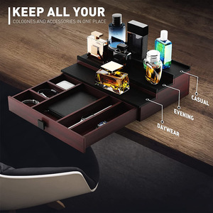 Organizzatore <span class=keywords><strong>di</strong></span> cremagliera <span class=keywords><strong>di</strong></span> acqua <span class=keywords><strong>di</strong></span> colonia in legno a 3 livelli espositore <span class=keywords><strong>di</strong></span> alta qualità per riporre il bagno degli uomini bevande eleganti - Product Image 3