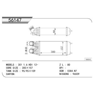 <span class=keywords><strong>Intercooler</strong></span> pour PEUGEOT 301 1.6HDI 2012- <span class=keywords><strong>CITROEN</strong></span> <span class=keywords><strong>C3</strong></span> II 1.4HDI 2006- 0384N7 9803900780 9684311680 0384N8 - Product Image 3