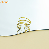 SLand Schmuck Großhandel Verstellbarer Rohmessing-Fingerring-Rohling, Flache Oberfläche mit Ösen zum Befestigen von Anhängern und Perlen