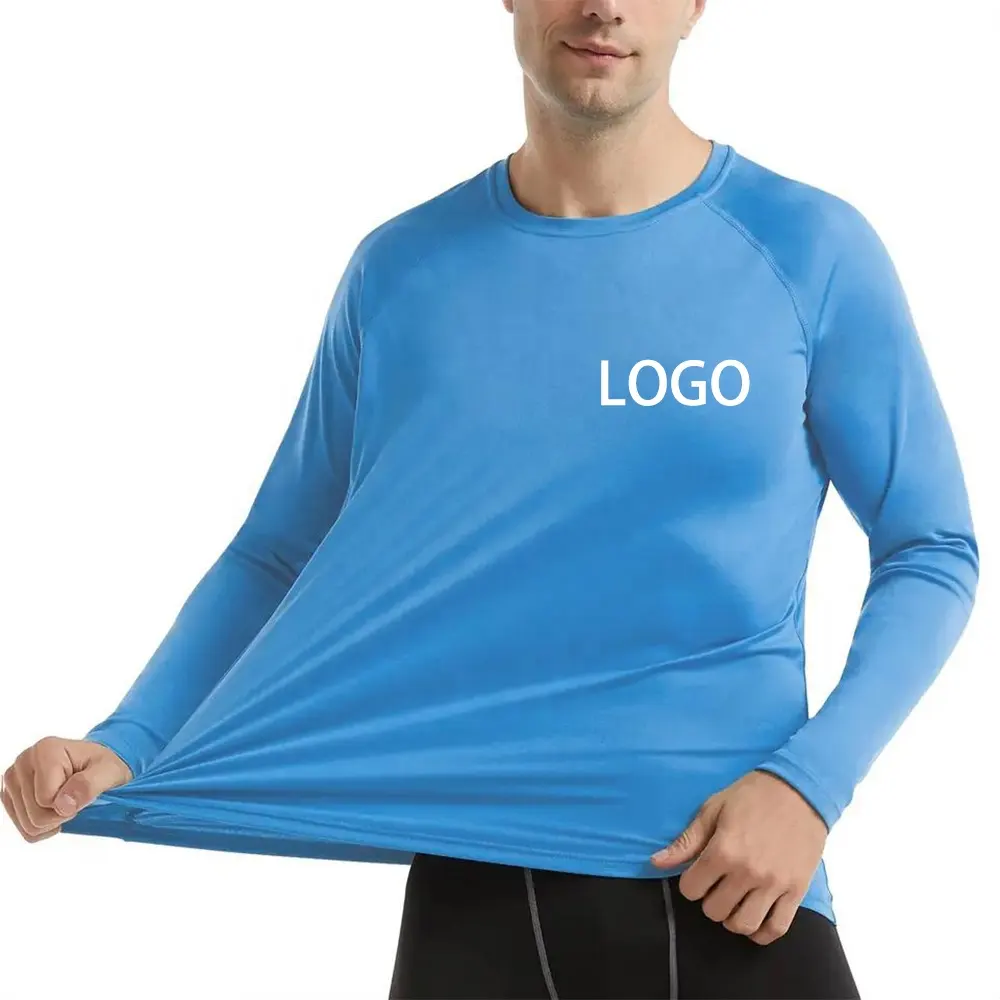 Wholesale Custom Logo Mens Gym Compression Shirt Rash Guard High Quality Performance Long Sleeve UPF 50+ UV Shirt Rashguard