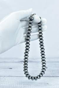 สร้อยคอเงินแท้ทำมือประดับมุกทรงจาน 14 มม. ยาว 26 นิ้ว เครื่องประดับหรูหรา ของขวัญสำหรับเธอ - Product Image 5