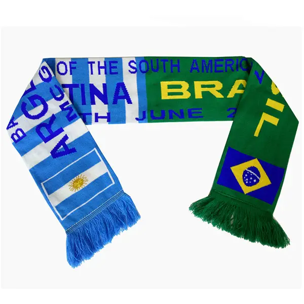 Bufanda del Club fabricantes al por mayor logotipo personalizado mitad y mitad de fútbol bufandas