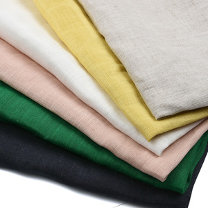 100% Linen Poplin <b>Fabric</b> 120GSM Medium <b>Weight</b> Breathable Solid Color For Apparel Skirts Home Decor Bags Crafts Packaging - Product Image 1
