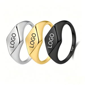 Bijoux personnalisés, plaqué or 18 carats PVD, acier inoxydable, géométrique, rhombus, finition miroir, design haut <span class=keywords><strong>de</strong></span> gamme, étanche, pour bague unisexe - Product Image 1
