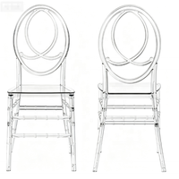 Chaises d'hôtel empilables en acrylique transparent monobloc pour événements et réceptions en extérieur