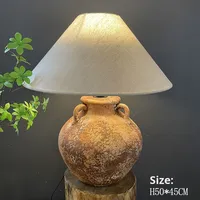 Lampe de table en terre cuite de style japonais Wabi-Sabi, céramique grossière chinoise, lumière d'ambiance, salon, hôtel, maison d'hôtes, chambre à coucher design