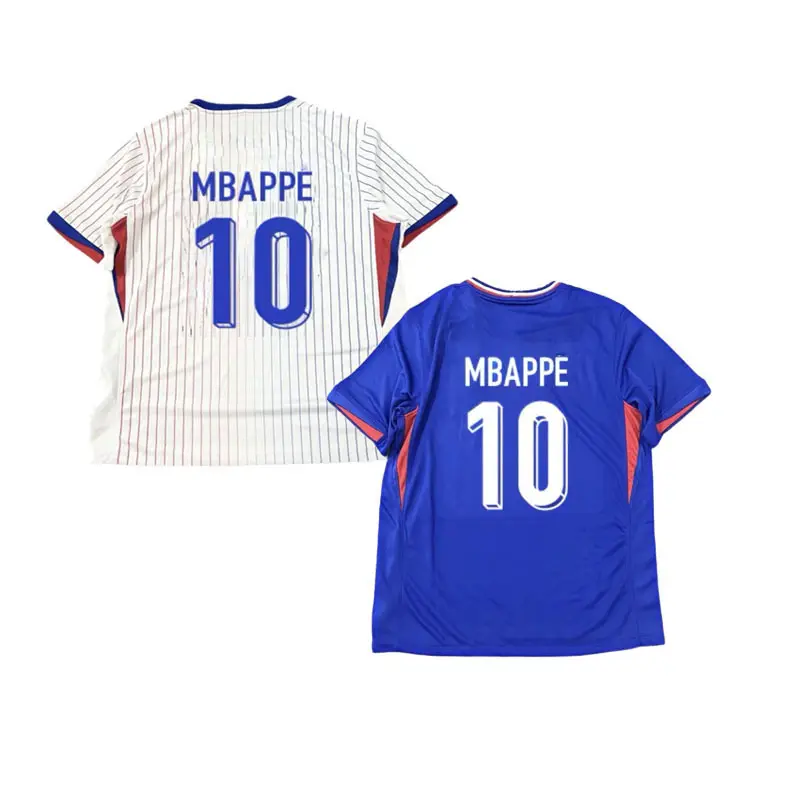 24/25 ทีมฝรั่งเศสชายเสื้อฟุตบอล Mbappe ชุดกีฬาเดิมชุดฟุตบอลสําหรับผู้ใหญ่