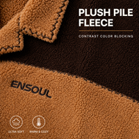 Veste en polaire sherpa bicolore contrastée personnalisée, col cranté, boutons, broderie de marque, épaisse et chaude, pour l'extérieur, hiver