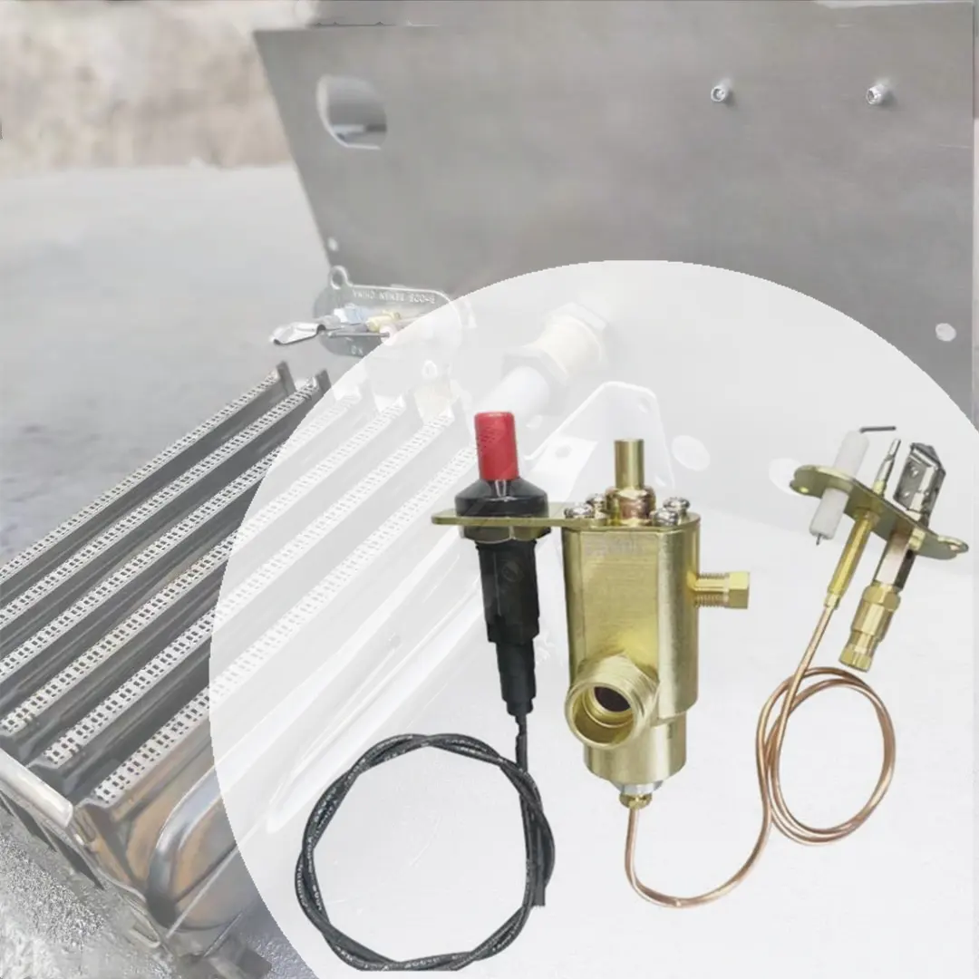 Gas water heater valve set with piezo igniter and pilot burner