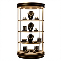 Eck-Schmuckvitrine Mattschwarz Gold LED Gebogene Glasvitrine für Luxus-Boutiquen