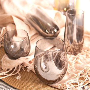 Macchina di alta qualità soffiato rotondo fumo grigio estetica all'ingrosso <span class=keywords><strong>caffè</strong></span> personalizzato succo di acqua tazza di vetro - Product Image 1