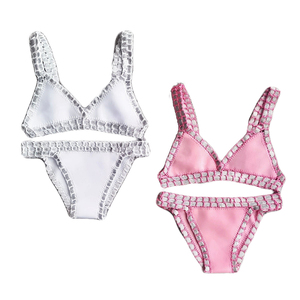 طقم بكيني مثير قابل للتعديل بحزام كتف للغاية معاد تدويره من القماش ، ملابس بحر مثلثة ، طقم بكيني مطرز مخصص - Product Image 6