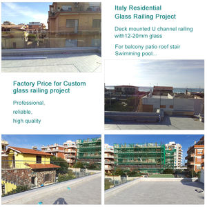 Balustrade de balcon sans cadre en verre feuilleté 6+6mm pour projet de construction, profilé en U en aluminium noir, enclos en verre pour patio et <span class=keywords><strong>piscine</strong></span> - Product Image 5