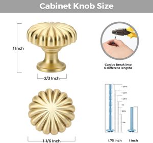 Custom Design Brushed Brass Cabinet Drawer <strong>Knobs</strong> Durable Left Hand Vintage Kitchen/Closet Hardware Gold - Product Image 3