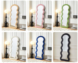 Hot Sale <strong>Full</strong> <strong>Length</strong> Flannel Waved Wooden <strong>Mirror</strong> Frame Long Wavy Floor Standing Wall <strong>Leaner</strong> <strong>Mirror</strong> Arched - Product Image 6