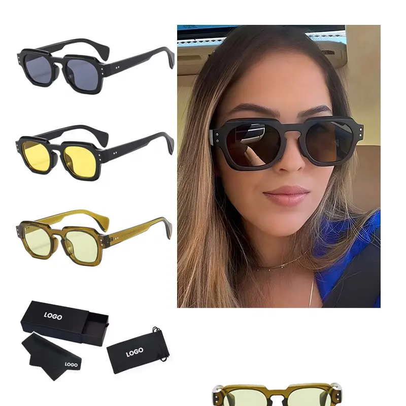 Produsen Tiongkok OEM ODM kacamata hitam persegi unik uv400 desain Italia kustom gafas de sol de moda dengan logo Anda